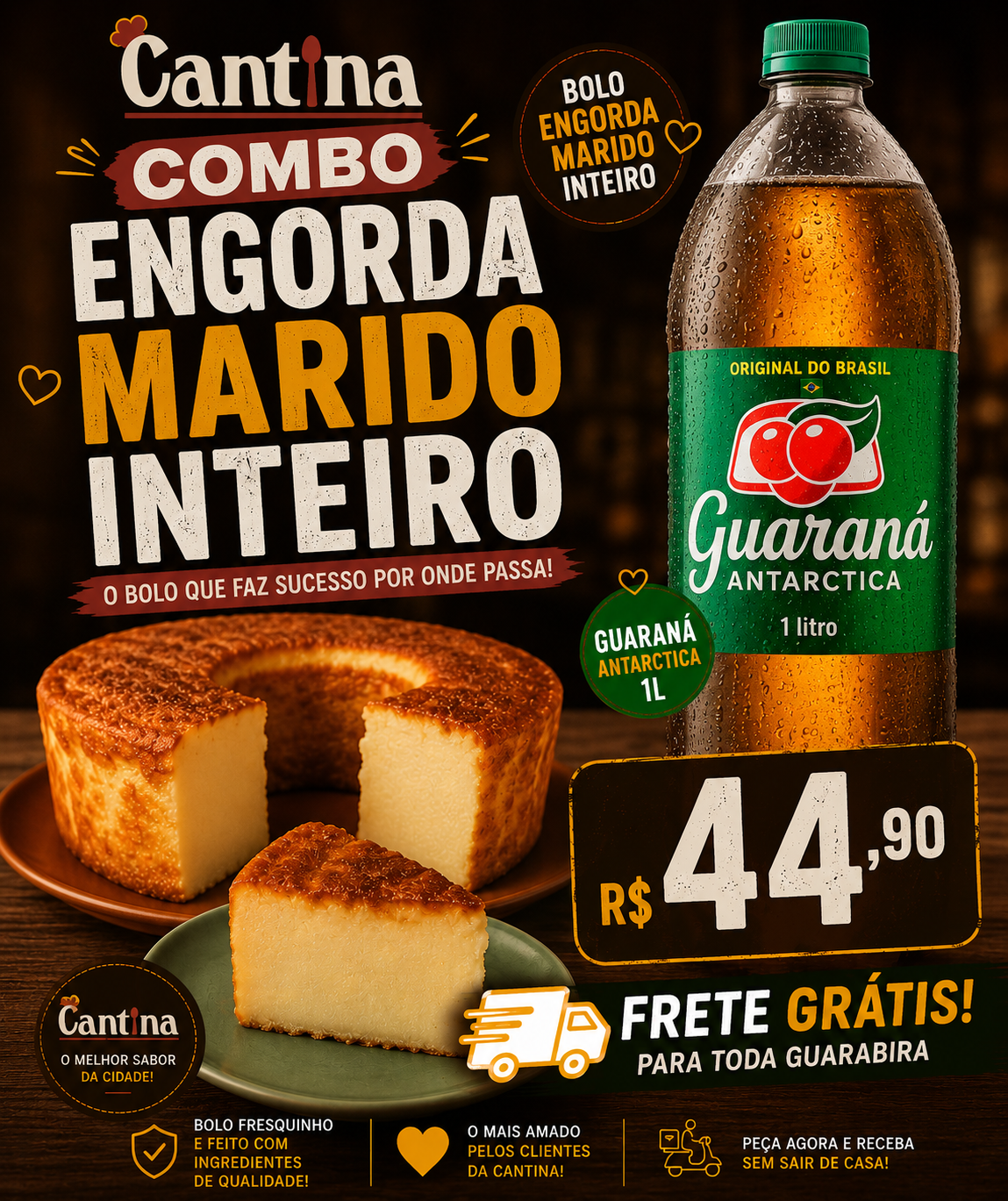 Oferta Especial: Bolo Engorda Marido + Guaraná 1L