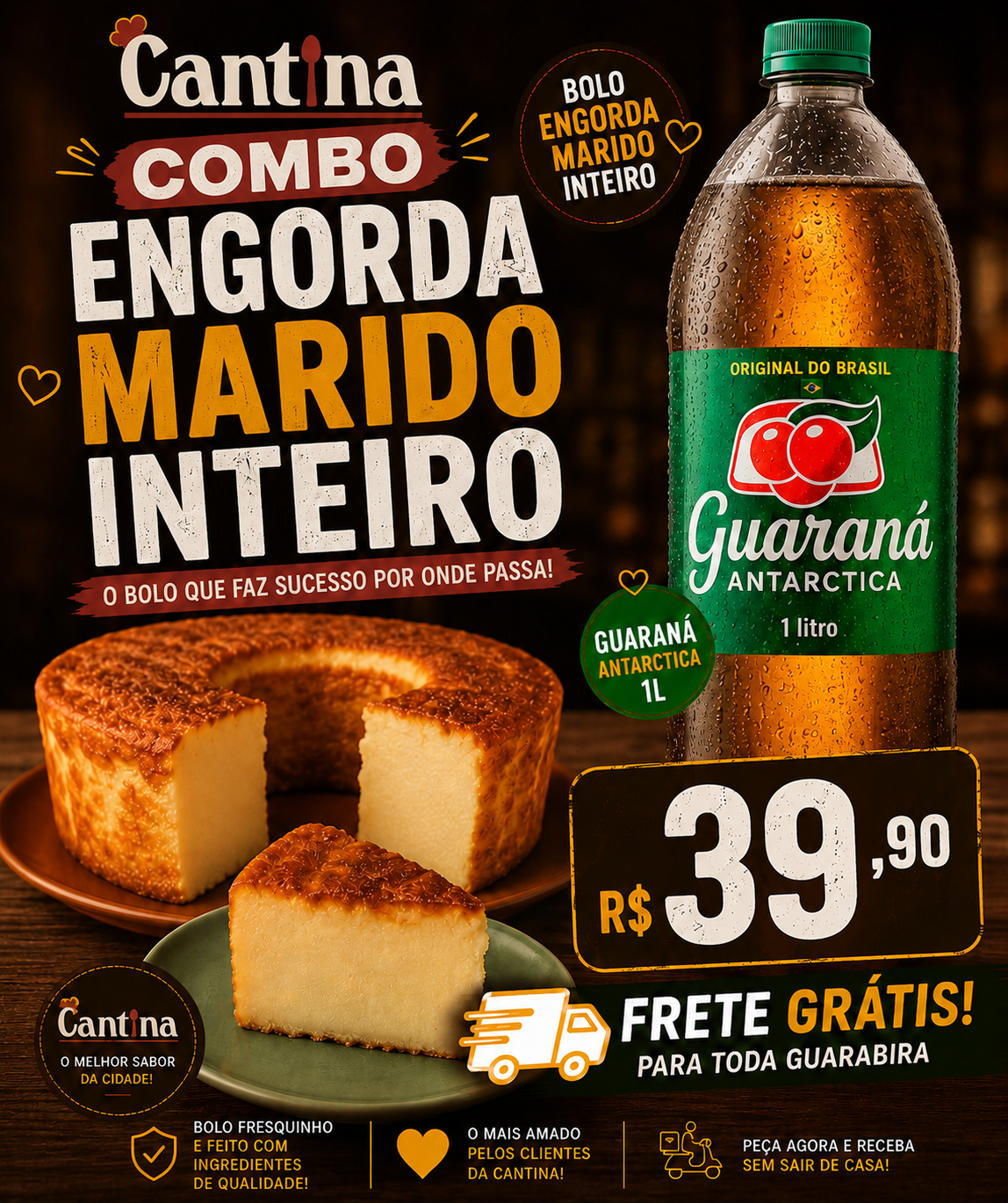 Oferta Especial: Bolo Engorda Marido + Guaraná 1L