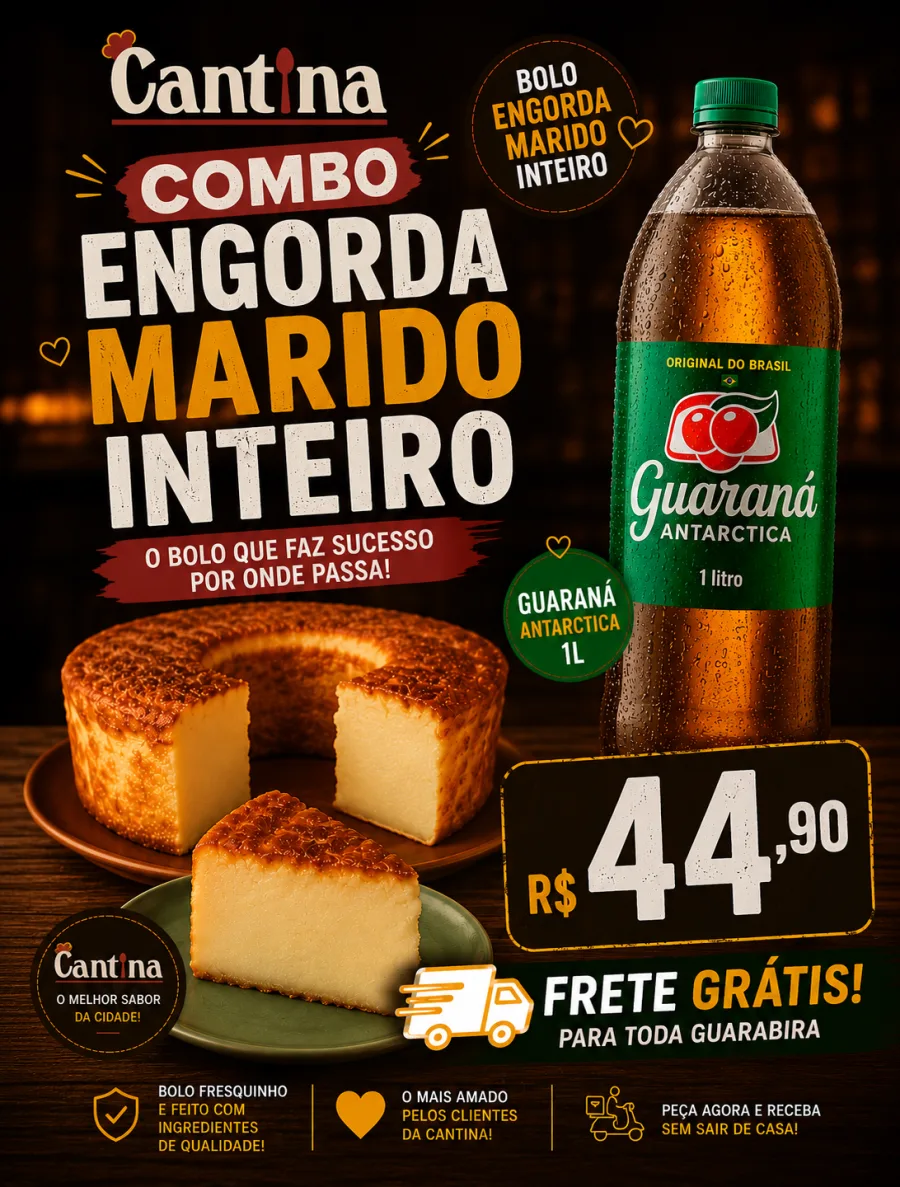 Oferta Especial: Bolo Engorda Marido + Guaraná 1L