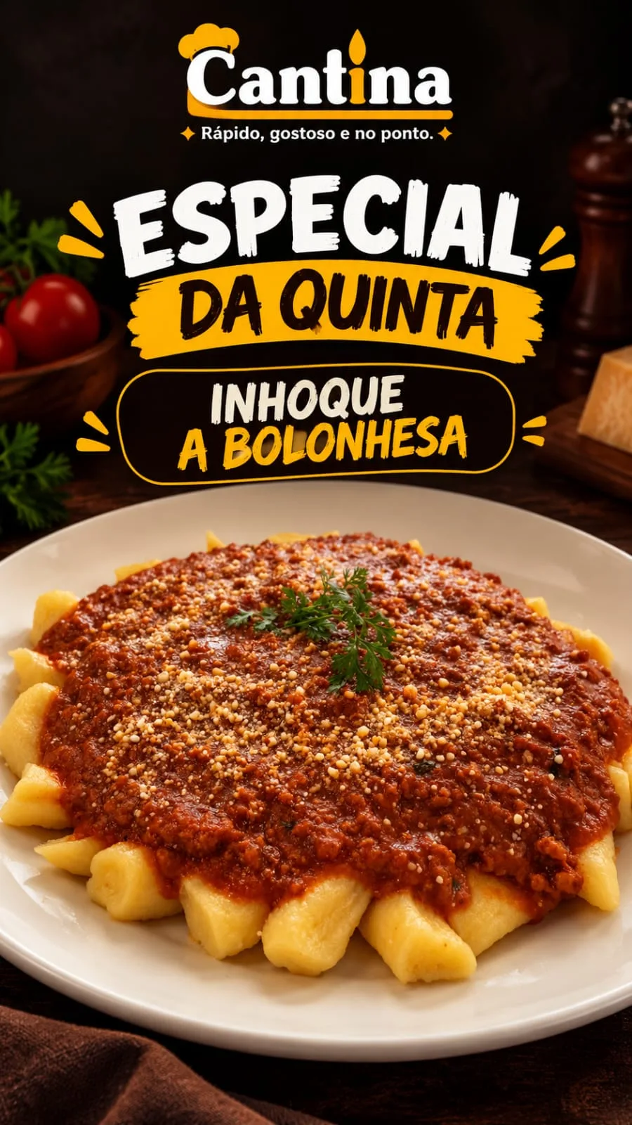ESPECIAL DO DIA (QUINTA) - INHOQUE A BOLONHESA + SUCO NATURAL GRÁTIS