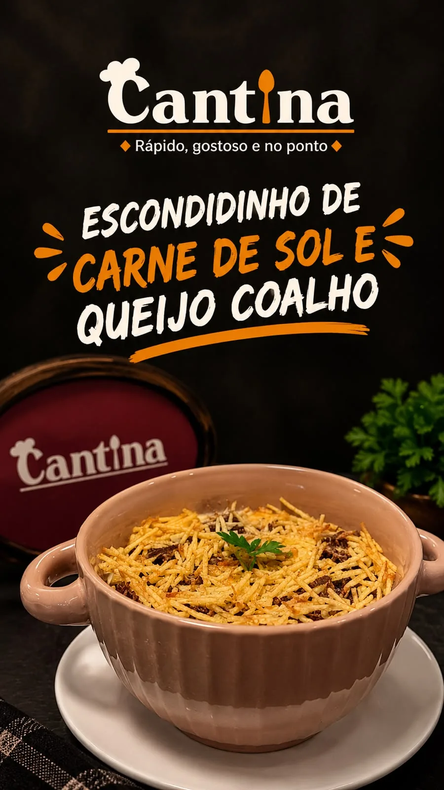 ESCONDIDINHO DE CARNE DE SOL COM QUEIJO COALHO